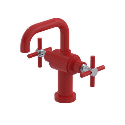 Rubinet Single Hole Dual Handle Lav. Set. (less drain) Red