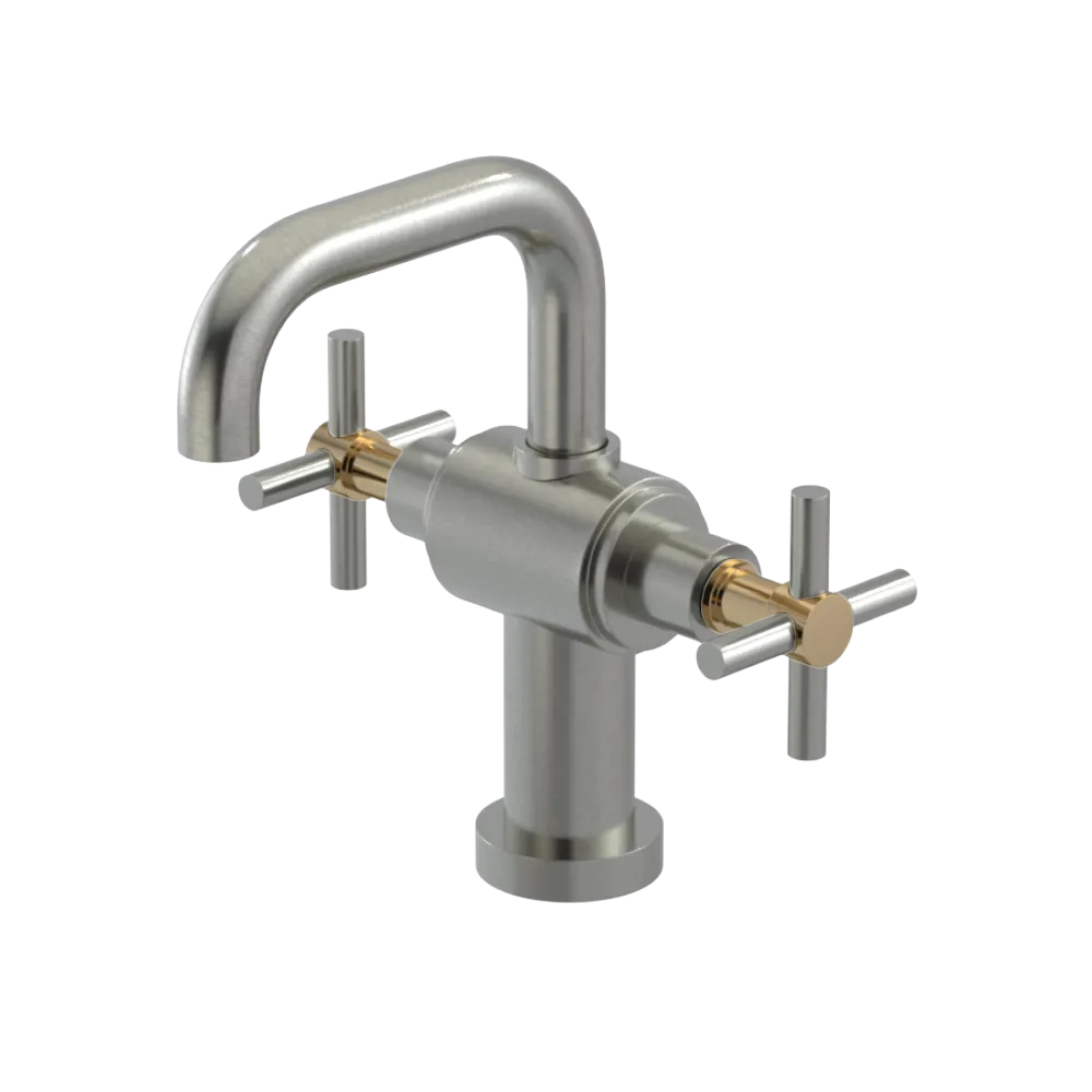 Rubinet Single Hole Dual Handle Lav. Set. (less drain) Satin Nickel
