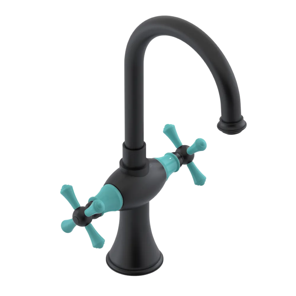 Rubinet Single Hole Dual Handle Lav. Set. (less drain) Matt Black