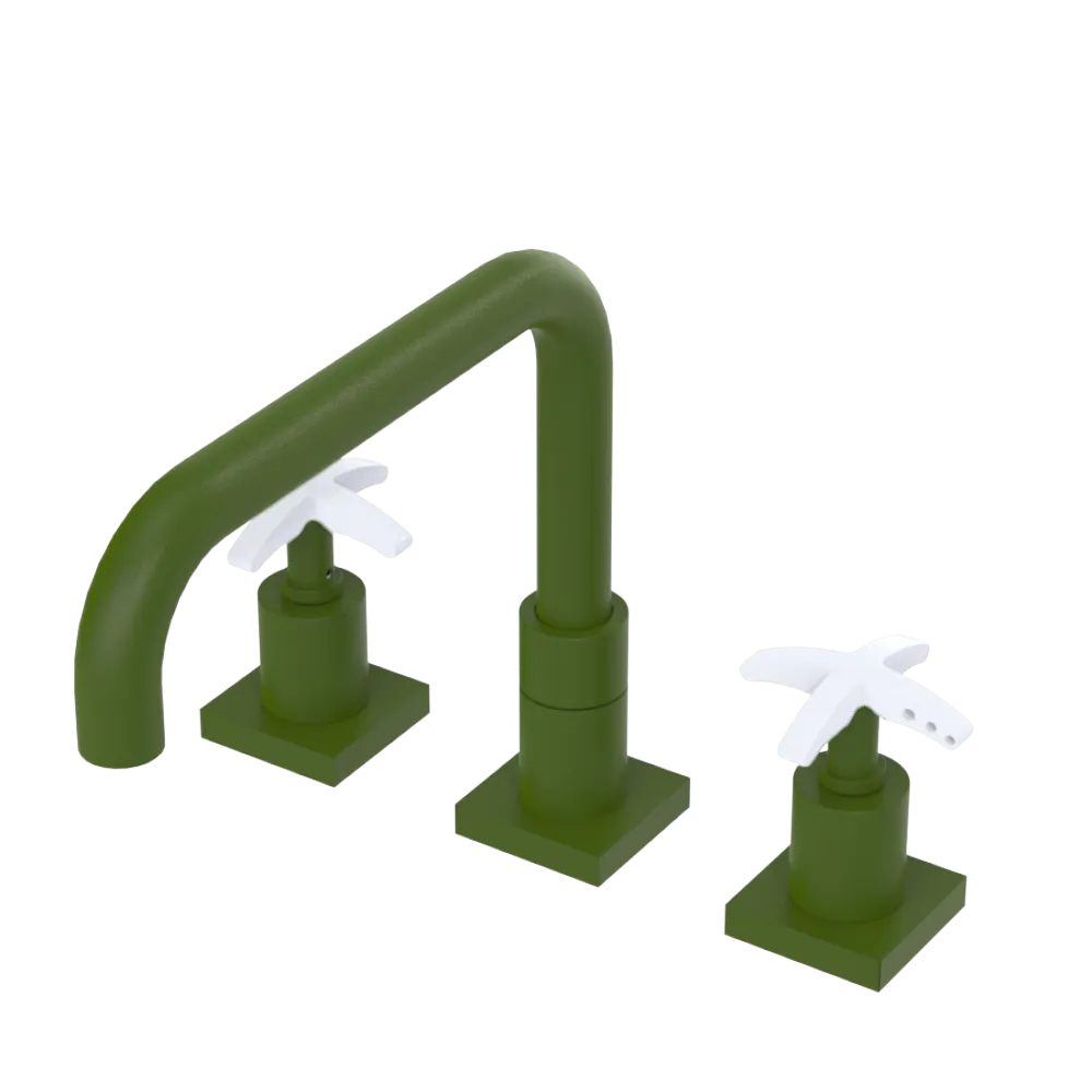 Rubinet Widespread Kitchen Set with Genesis Spout Green Envy