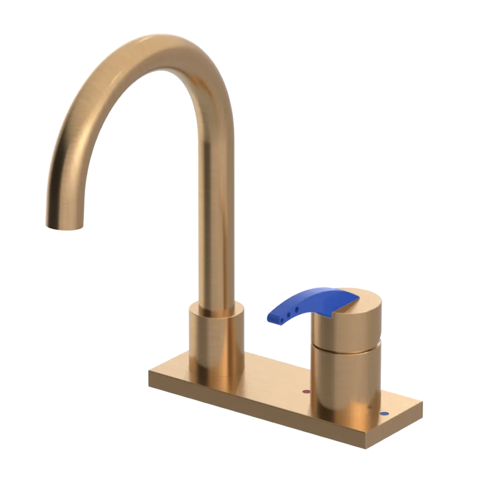 Rubinet 4" Centre Single Control Lav. Set. (less drain) Satin Gold