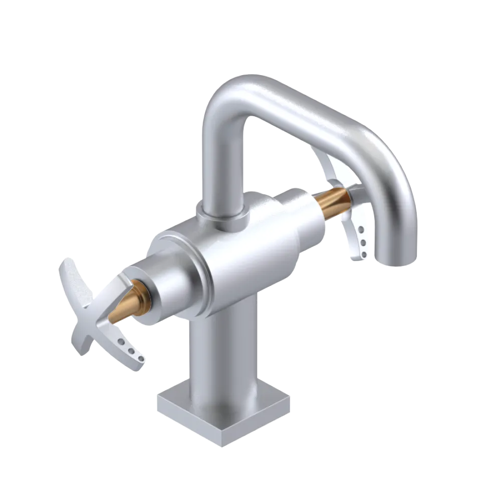Rubinet Single Hole Dual Handle Lav. Set. with Genesis spout (less drain) Satin Chrome