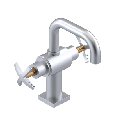 Rubinet Single Hole Dual Handle Lav. Set. with Genesis spout (less drain) Satin Chrome