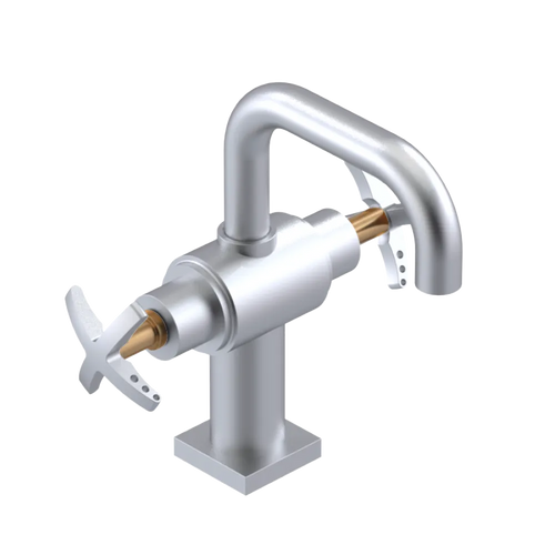 Rubinet Single Hole Dual Handle Lav. Set. with Genesis spout (less drain) Satin Chrome