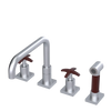 Rubinet Widespread Kitchen Set with Genesis Spout with Hand Spray Satin Chrome