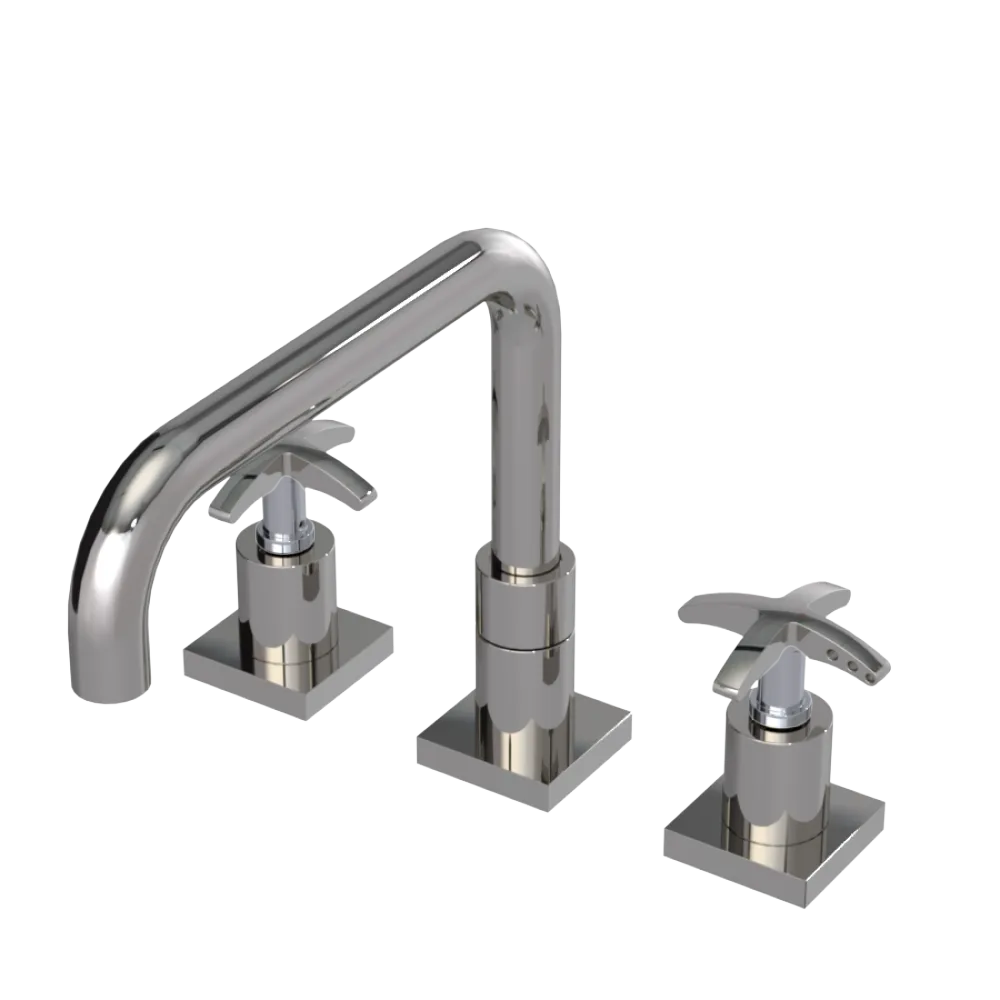 Rubinet Widespread Kitchen Set with Genesis Spout Polished Nickel