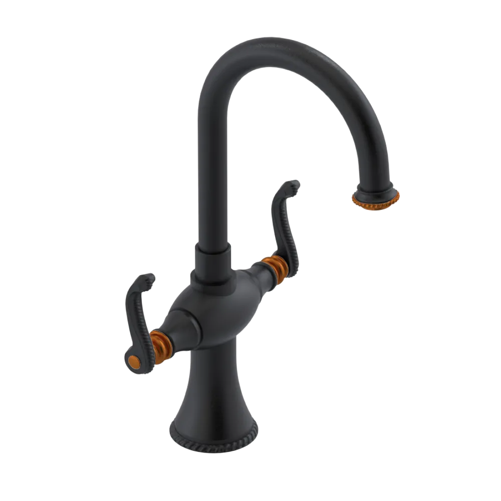 Rubinet Single Hole Dual Handle Lav. Set. (less drain) Matt Black