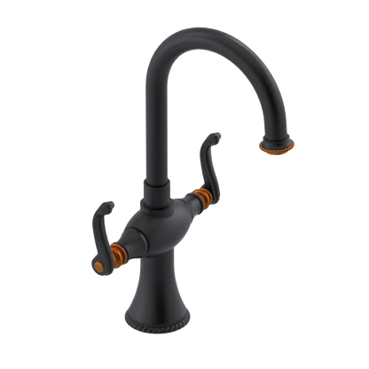 Rubinet Single Hole Dual Handle Lav. Set. (less drain) Matt Black