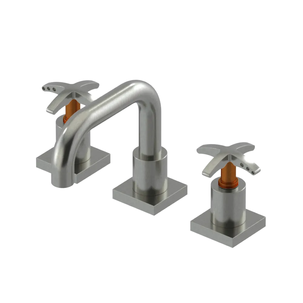 Rubinet Widespread Lav. Set. with Genesis spout (less drain) Satin Nickel