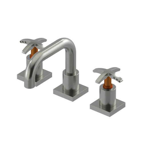 Rubinet Widespread Lav. Set. with Genesis spout (less drain) Satin Nickel