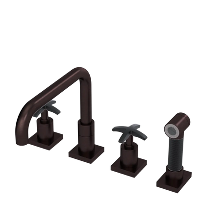 Rubinet Widespread Kitchen Set with Genesis Spout with Hand Spray Oil Rubbed Bronze