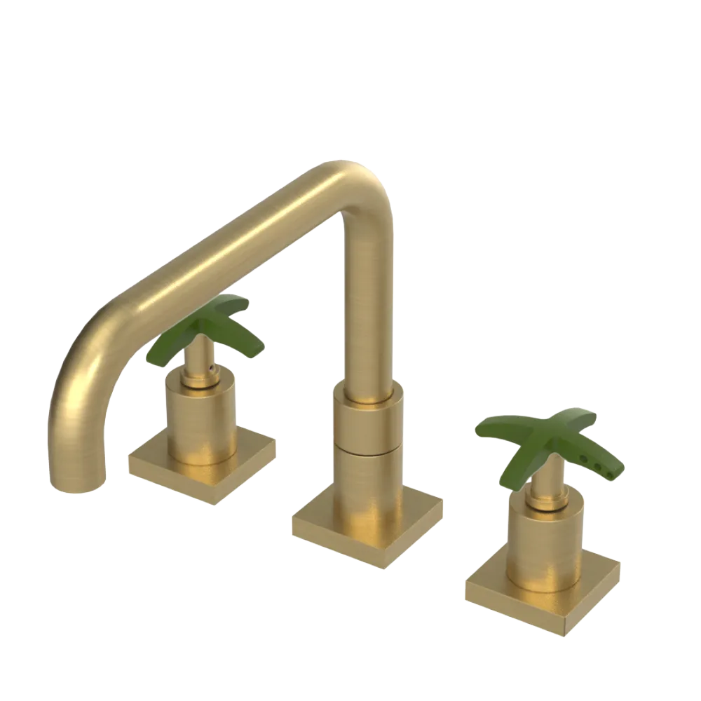 Rubinet Widespread Kitchen Set with Genesis Spout Satin Gold