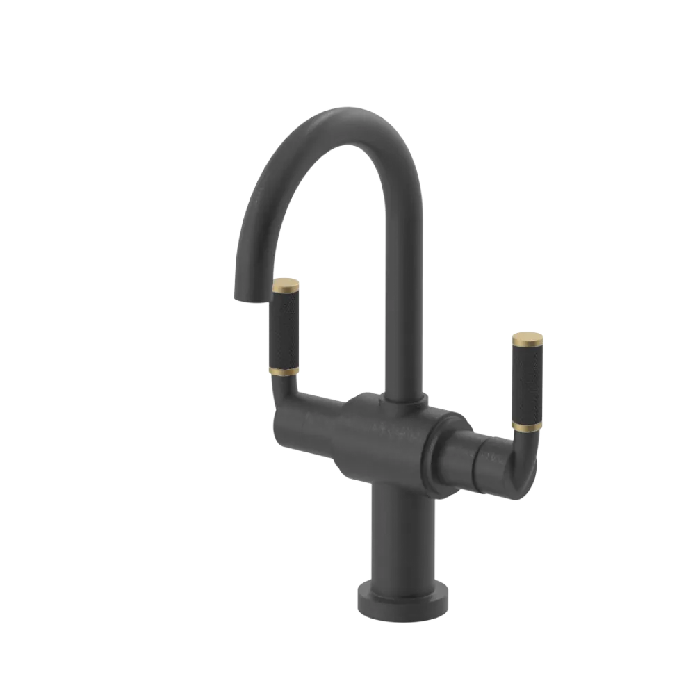 Rubinet Single Hole Dual Handle Lav. Set. (less drain) Matt Black