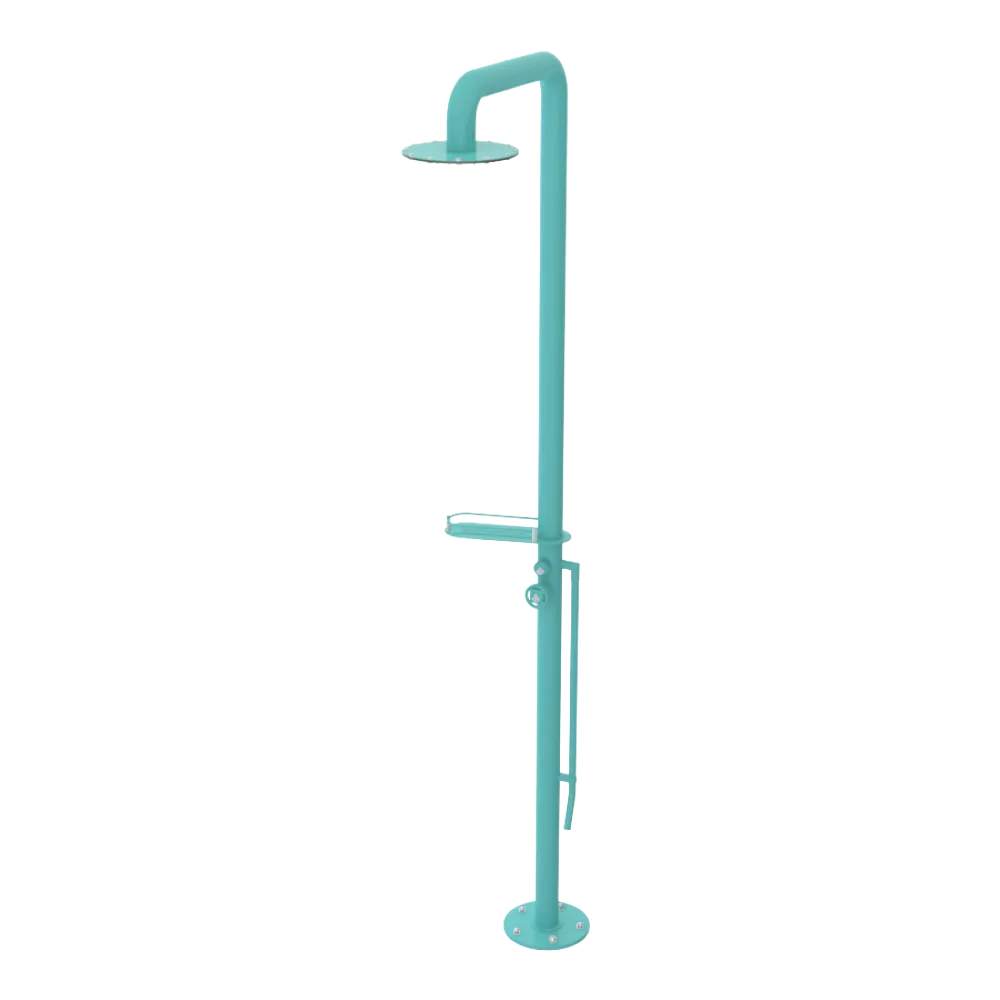 Rubinet Pressure Balance Outdoor Shower with Foot Rinse & 10" Shower Head (with shelf) - 304 Stainless Steel Aqua