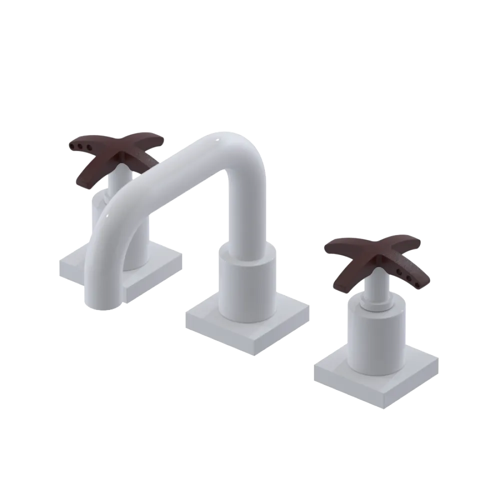 Rubinet Widespread Lav. Set. with Genesis spout (less drain) White