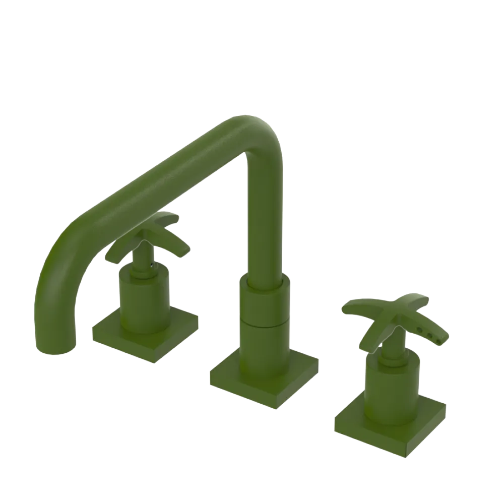 Rubinet Widespread Kitchen Set with Genesis Spout Green Envy