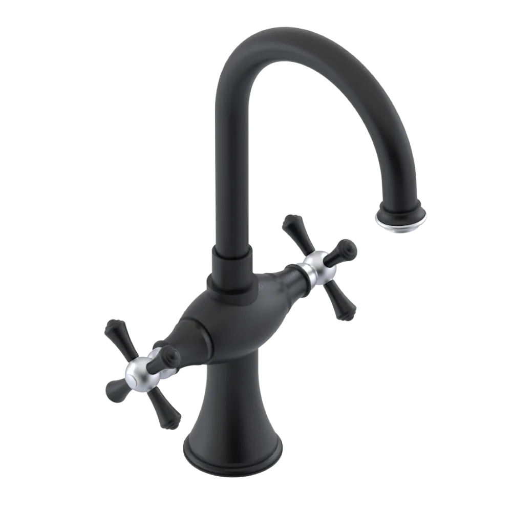 Rubinet Single Hole Dual Handle Lav. Set. (less drain) Matt Black