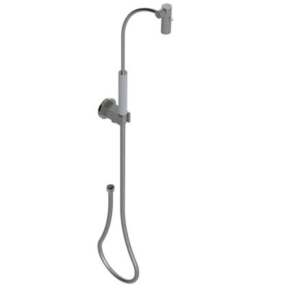 Rubinet Hand Held Shower Bidet with Extended Reach & Dual Function Spray Including Wall Bracket with Supply & Hose (Round) Satin Nickel