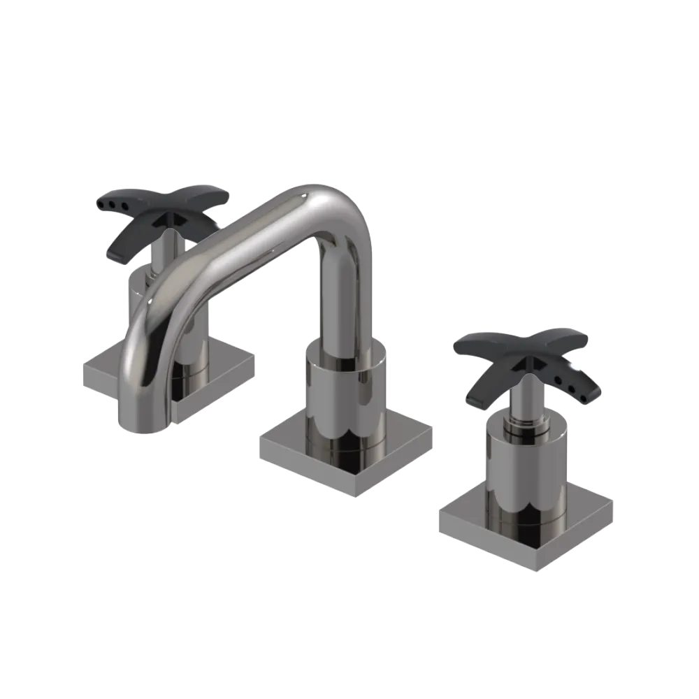 Rubinet Widespread Lav. Set. with Genesis spout (less drain) Polished Nickel
