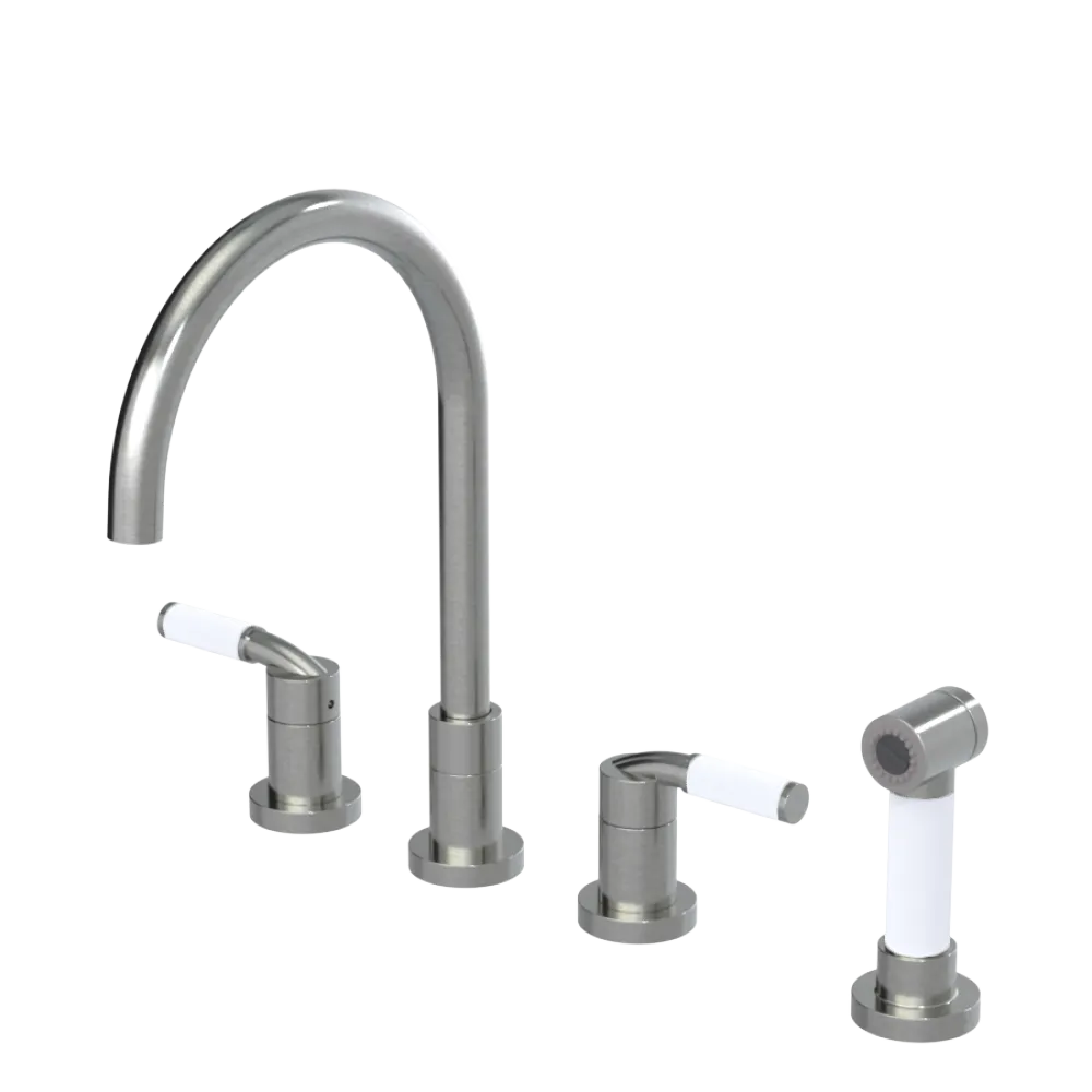 Rubinet Widespread Kitchen Set with Hand Spray Satin Nickel