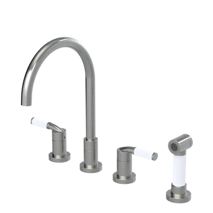 Rubinet Widespread Kitchen Set with Hand Spray Satin Nickel