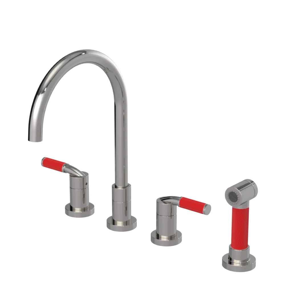 Rubinet Widespread Kitchen Set with Hand Spray Polished Nickel
