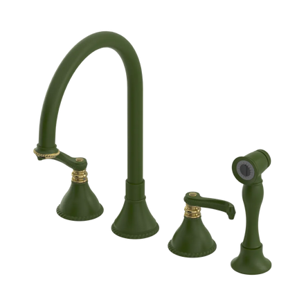 Rubinet Widespread Kitchen Set with Hand Spray Green Envy