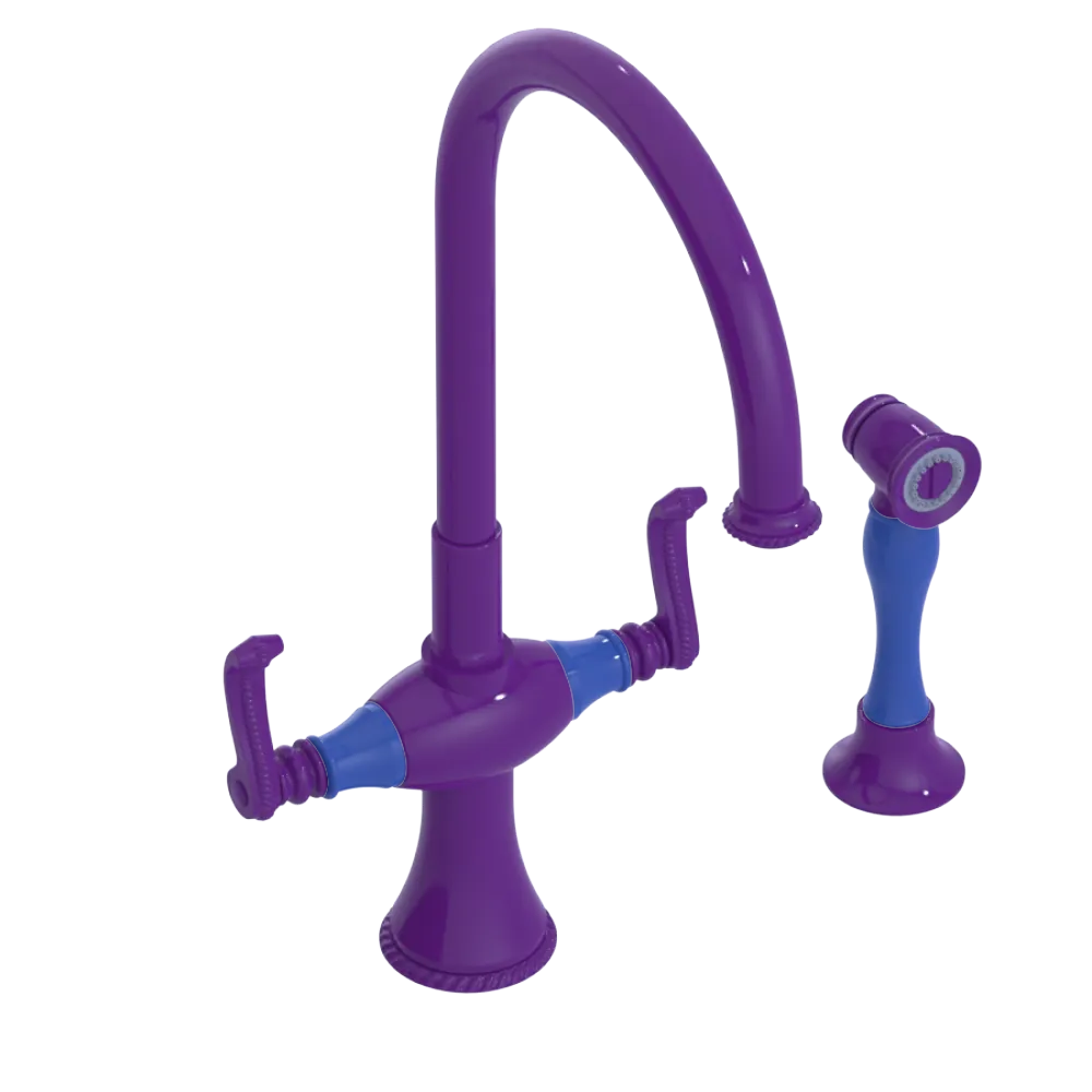 Rubinet Two Handle Single Hole Kitchen Set with Hand Spray Purple Haze