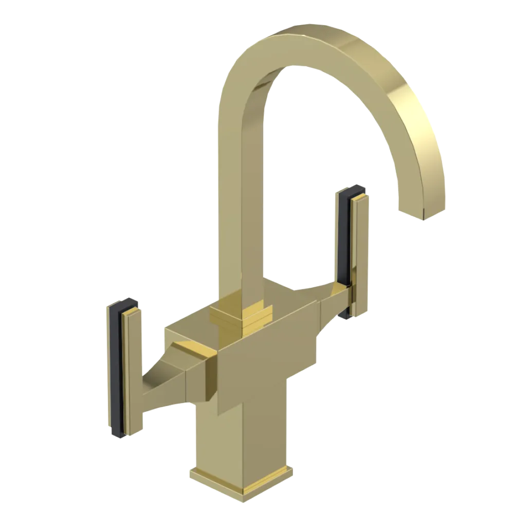 Rubinet Single Hole Dual Handle Lav. Set. (less drain) Gold
