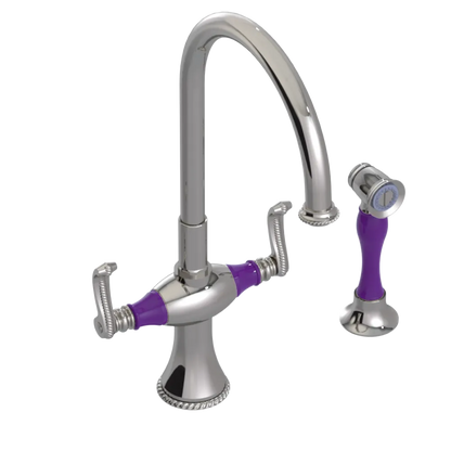 Rubinet Two Handle Single Hole Kitchen Set with Hand Spray Polished Nickel