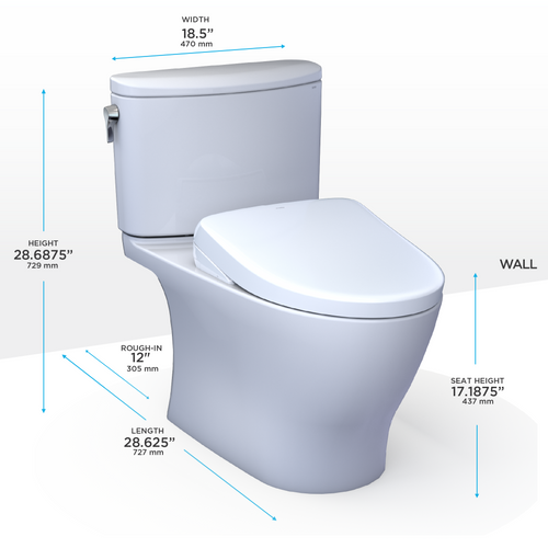 Toto Nexus® WASHLET®+ S7A Two-Piece Toilet - 1.28 GPF