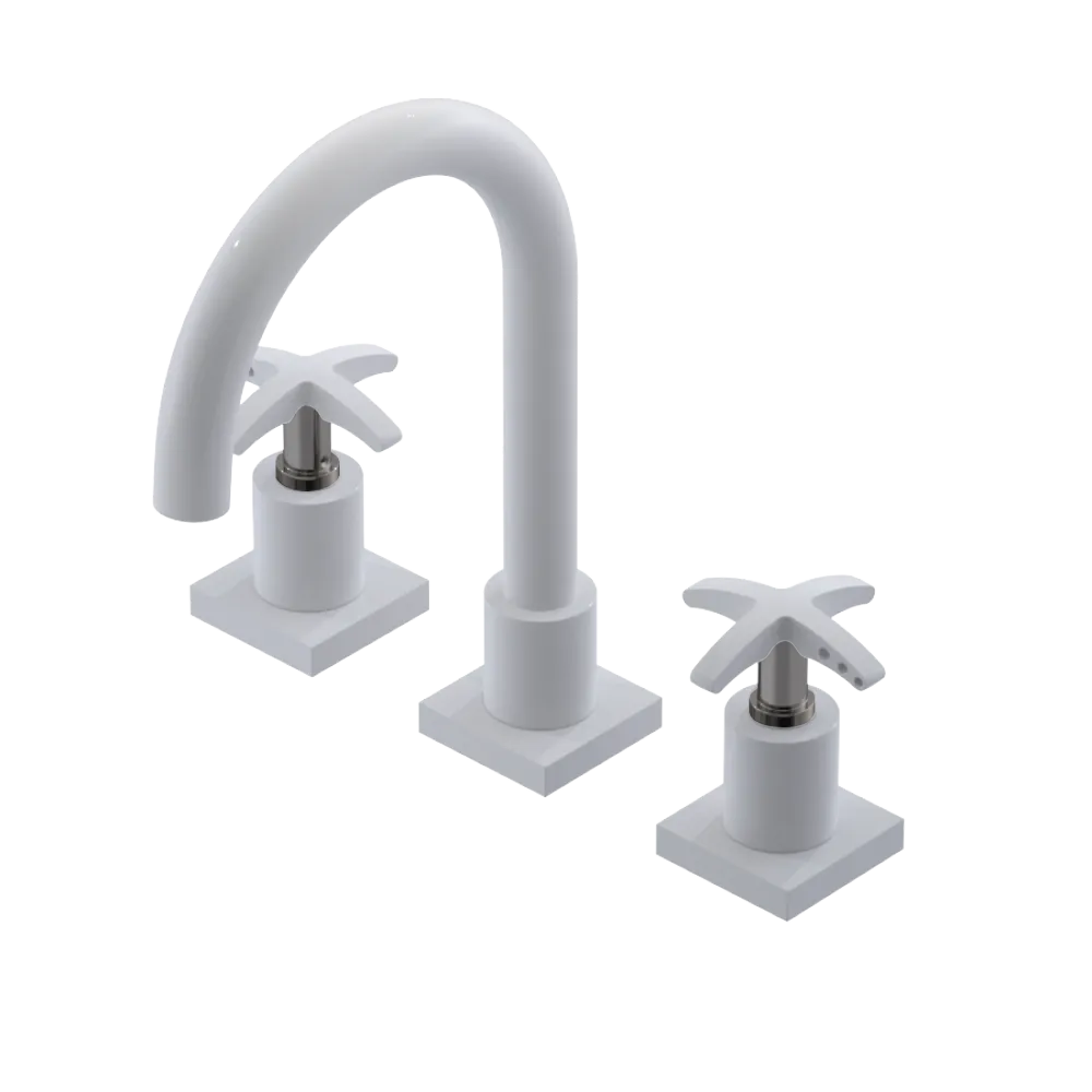 Rubinet Widespread Lav. Set. (less drain) White