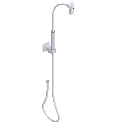 Rubinet Hand Held Shower Bidet with Extended Reach & Dual Function Spray Including Wall Bracket with Supply & Hose (Square) White
