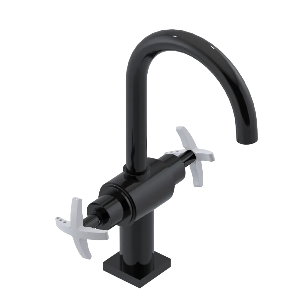 Rubinet Single Hole Dual Handle Lav. Set. (less drain) Black