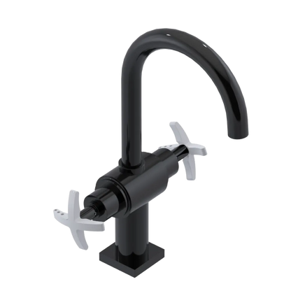 Rubinet Single Hole Dual Handle Lav. Set. (less drain) Black