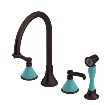 Rubinet Widespread Kitchen Set with Hand Spray Tuscan Brass