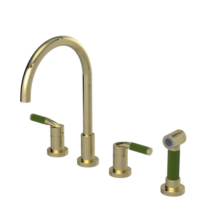 Rubinet Widespread Kitchen Set with Hand Spray Gold
