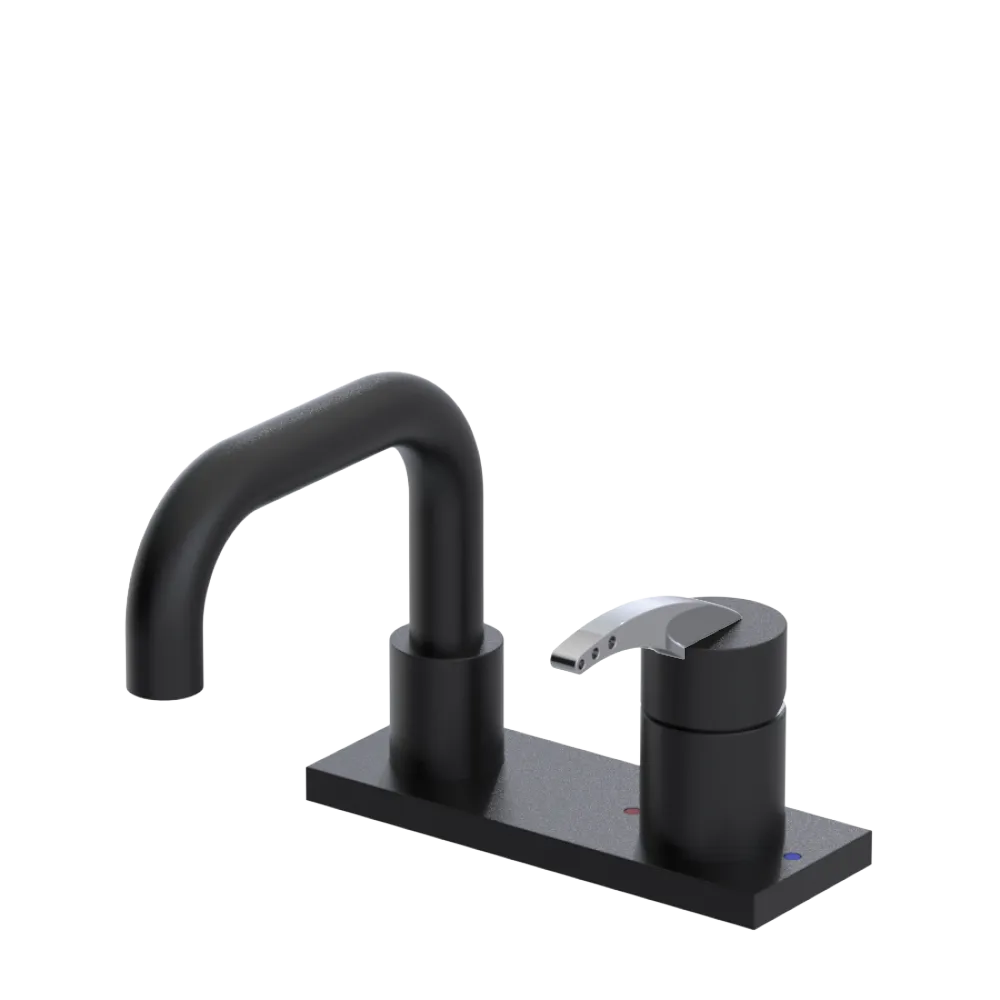 Rubinet 4" Centre Single Control Lav. Set. with Genesis spout (less drain) Matt Black
