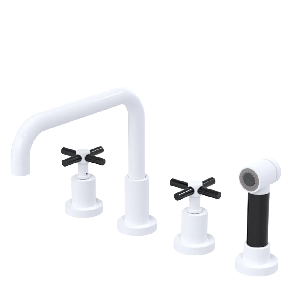 Rubinet Widespread Kitchen Set with Hand Spray White