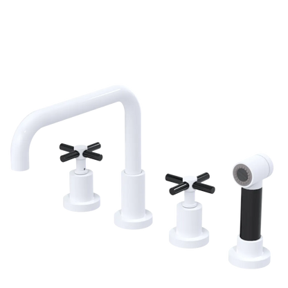 Rubinet Widespread Kitchen Set with Hand Spray White
