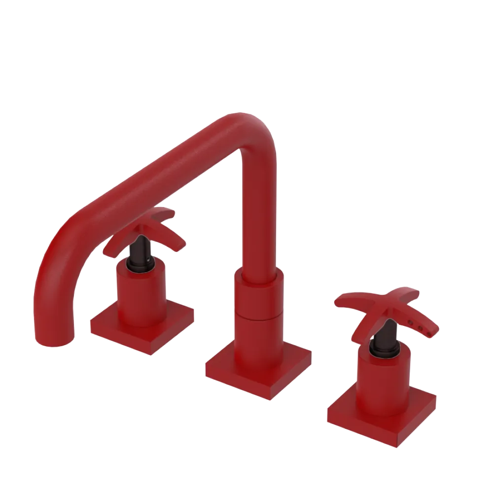 Rubinet Widespread Kitchen Set with Genesis Spout Maroon
