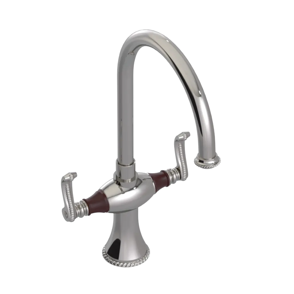 Rubinet Two Handle Single Hole Kitchen Set Polished Nickel