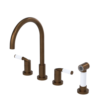 Rubinet Widespread Kitchen Set with Hand Spray Tuscan Brass