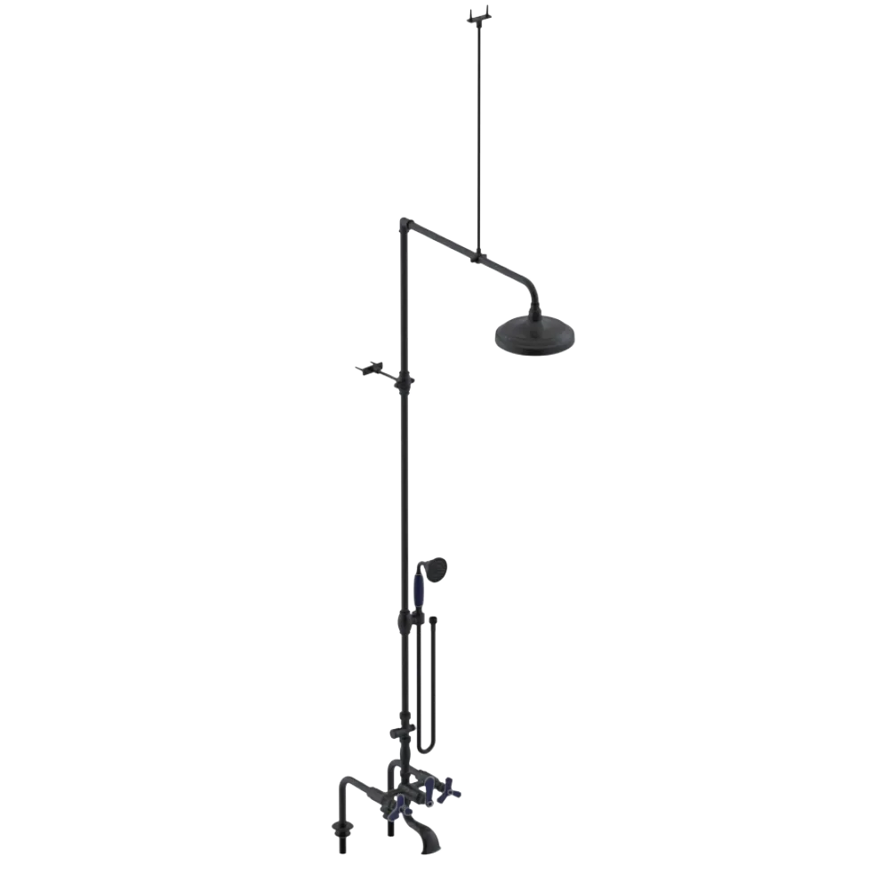Rubinet Deck Mount Tub & Shower with Hand Held Shower Matt Black