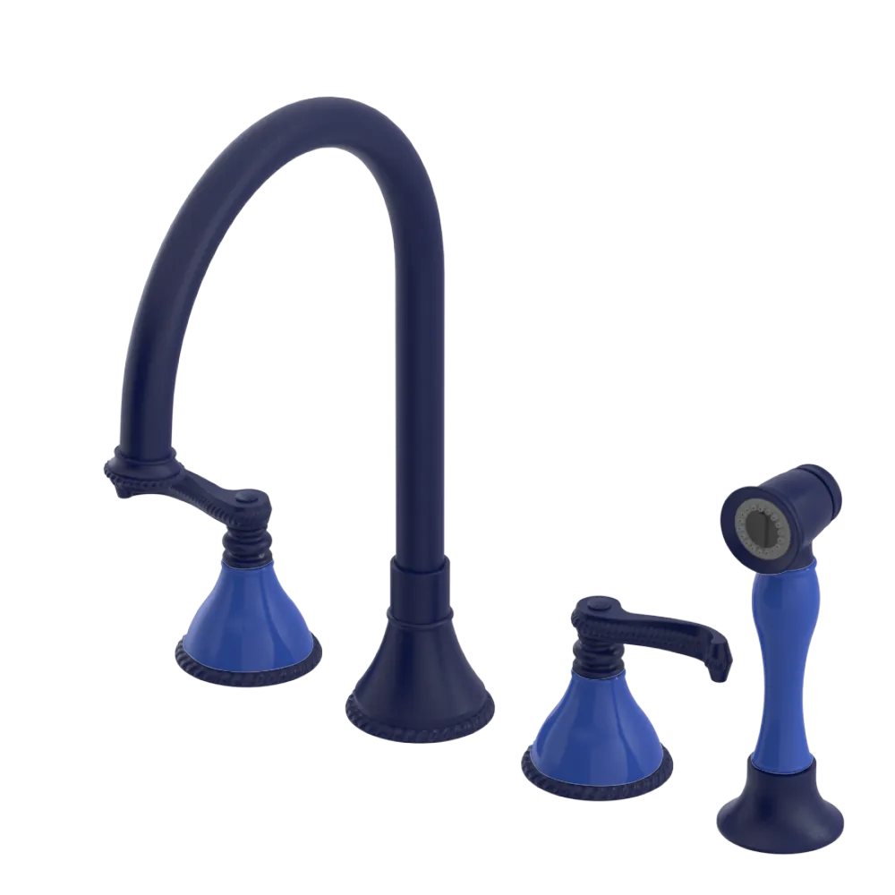 Rubinet Widespread Kitchen Set with Hand Spray Midnight Blue