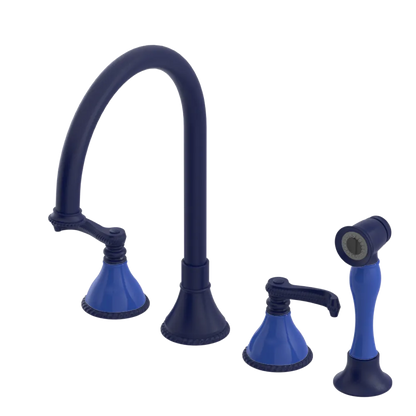 Rubinet Widespread Kitchen Set with Hand Spray Midnight Blue