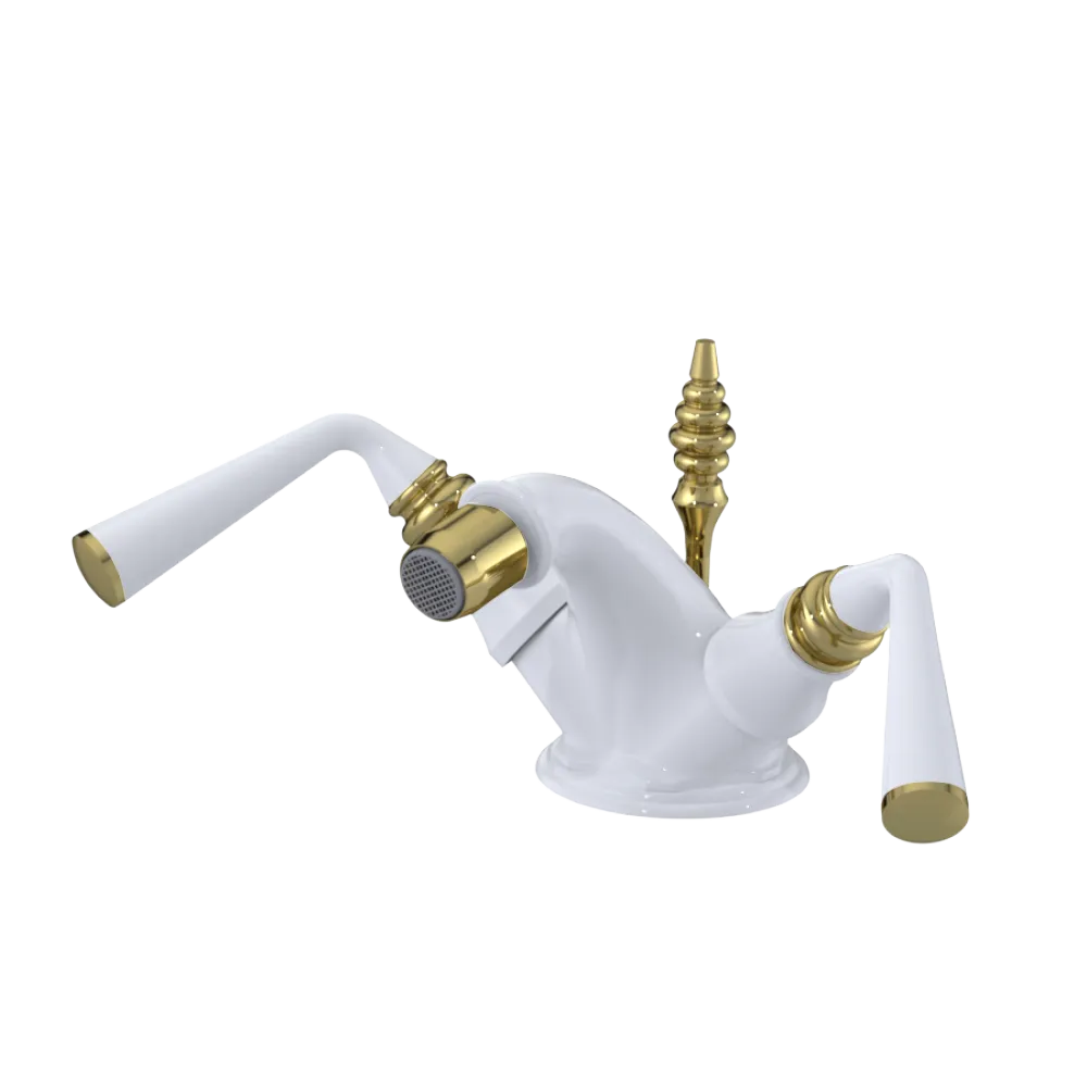 Rubinet Single Hole Dual Handle Bidet Fitting (Less Drain) White