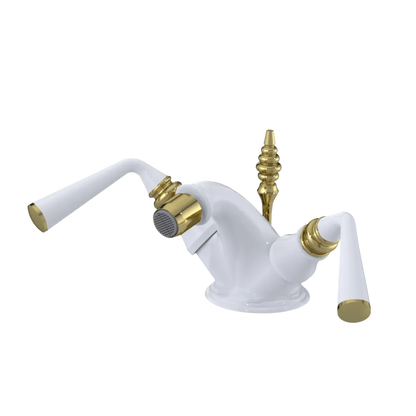 Rubinet Single Hole Dual Handle Bidet Fitting (Less Drain) White