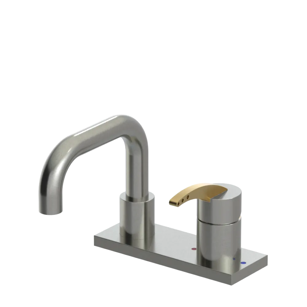 Rubinet 4" Centre Single Control Lav. Set. with Genesis spout (less drain) Satin Nickel
