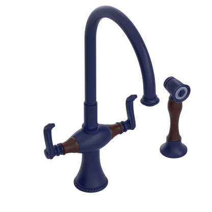 Rubinet Two Handle Single Hole Kitchen Set with Hand Spray Midnight Blue